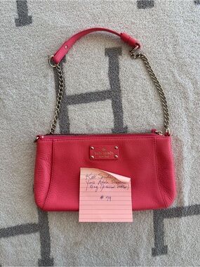 Kate Spade Pink Leather Chain Strap Wristlet y2k